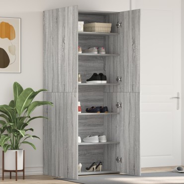 vidaXL Ντουλάπα Παπουτσιών Γκρι Σονόμα 80x35,5x180cm Επεξεργασμένο Ξύλο