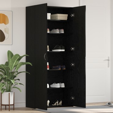 vidaXL Ντουλάπα Παπουτσιών Μαύρο Δρυς 80x35,5x180cm Επεξεργασμένο Ξύλο