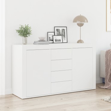 vidaXL Λευκό Πλαϊνό Γραφείο Λευκό Ξύλο 120x36x69cm Αποθήκευση 1 τεμ.