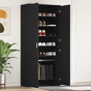 vidaXL Ντουλάπα Παπουτσιών Μαύρη 80x39x180cm Επεξεργασμένο Ξύλο