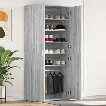 vidaXL Ντουλάπα Παπουτσιών Γκρι Σονομα 80x39x180cm Επεξεργασμένο Ξύλο