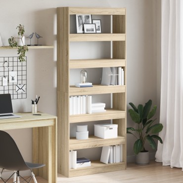 vidaXL Βιβλιοθήκη Sonoma Oak Sonoma Oak Επεξεργασμένο ξύλο 80x30x198 cm 1 τεμ.