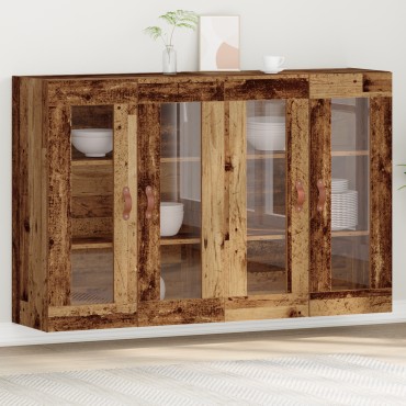 vidaXL Τοίχου Ντουλάπες 2 τεμ. Παλιό Ξύλο 69.5x34x90cm Επεξεργασμένο Ξύλο