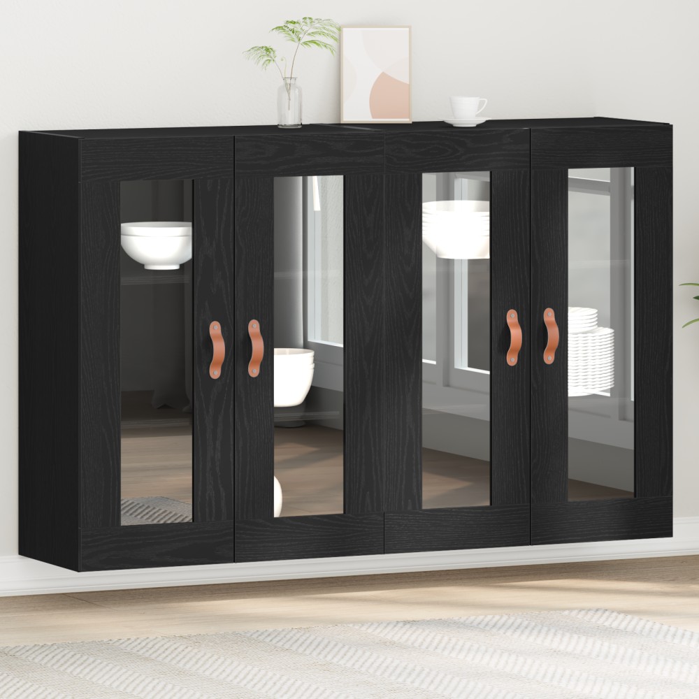 vidaXL Τοίχου Ντουλάπια 2 τεμ. Μαύρη Δρυς 69,5x34x90cm Συνθετικό Ξύλο