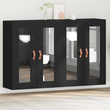vidaXL Τοίχου Ντουλάπια 2 τεμ. Μαύρη Δρυς 69,5x34x90cm Συνθετικό Ξύλο