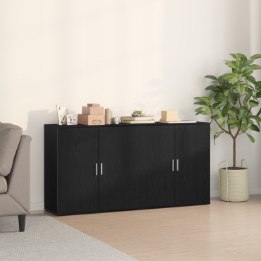 vidaXL Μπουφέδες 2 τεμ. Μαύρος Δρύς 79x38x80cm Επεξεργασμένο Ξύλο