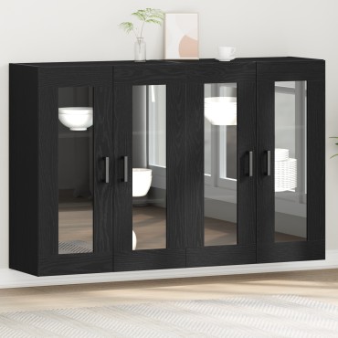 vidaXL Τοίχου Ντουλάπια 2 τεμ. Μαύρο Δρυς 69,5x34x90cm Επεξεργασμένο Ξύλο