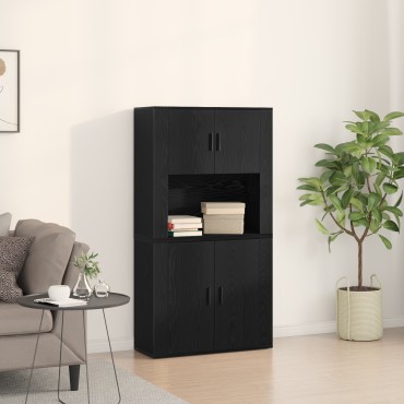vidaXL Υψηλός ντουλάπι Μαύρος Δρυς 80x33x150cm Επεξεργασμένο ξύλο 1 τεμ.