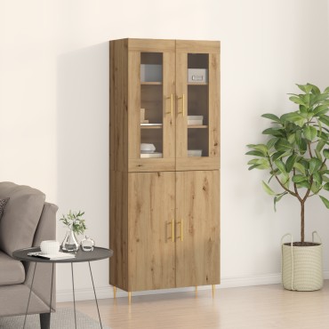 vidaXL Υψηλό Ντουλάπι Μασίφ Δρυς 69.5x34x180cm Επεξεργασμένο Ξύλο 1 τεμ.