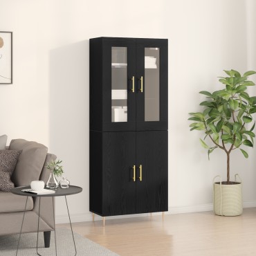 vidaXL Ψηλό Ντουλάπι Μαύρης Δρυός 69.5x34x180cm Μηχανισμένο Ξύλο 1 τεμ.