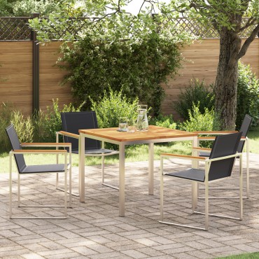 vidaXL 5 τεμαχίων σετ τραπεζαρίας κήπου από ξύλο teak