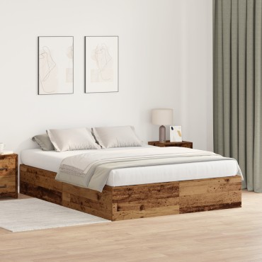 vidaXL Κρεβάτι Αποθήκης Παλιού Ξύλου 150x200 εκ