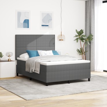 vidaXL Κρεβάτι Box Spring με Στρώμα Ανοιχτό Γκρι 160x200 εκ Ύφασμα Μπουρμπουλήθρας