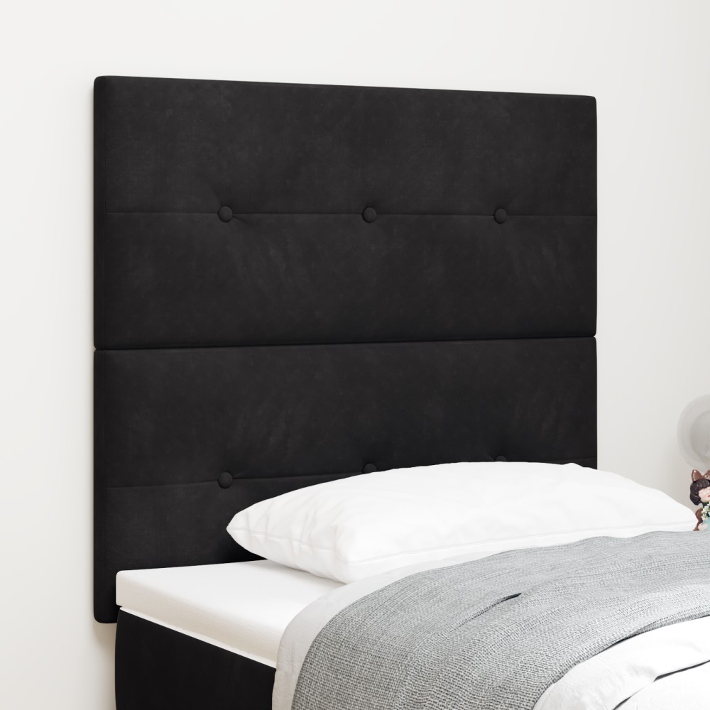 vidaXL Κεφαλάρι με κουμπιά Μαύρο Βελούδο 80x7x88 cm 1 τεμ.