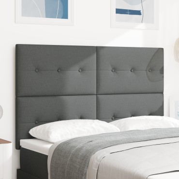 vidaXL Κεφαλάρι με Κουμπιά Σκούρο Γκρι Ύφασμα 144x7x128cm 1 τεμ.