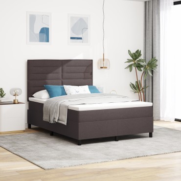 vidaXL Κρεβάτι Box Spring με Κουβάρι Σκούρο Καφέ 160x200 εκ Ύφασμα