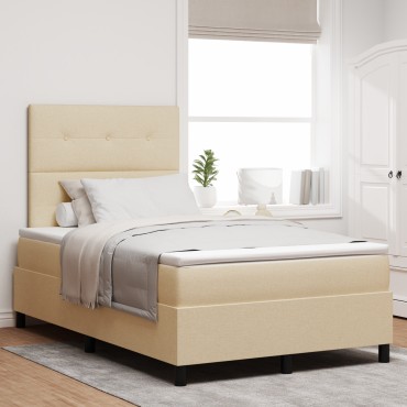 vidaXL Κρεβάτι Box Spring με Μαξιλάρι Κρεμ 120x200 εκ. Υφασμα