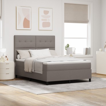 vidaXL Κρεβάτι Box Spring με Στρώμα Καφέ 140x190 εκ. Ύφασμα
