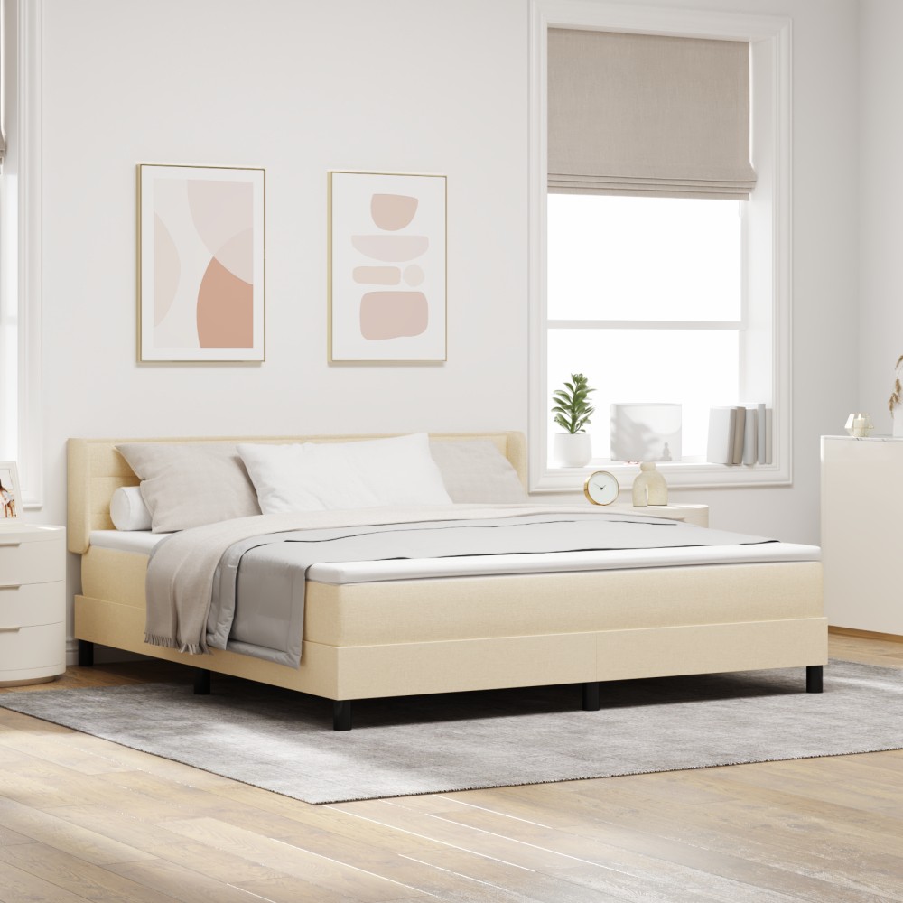 vidaXL Κρεβάτι με Σπυρί και Στρώμα Κρεμ 180x200 εκ. Υφασμάτινο