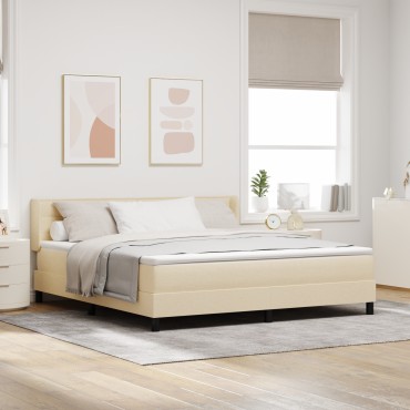 vidaXL Κρεβάτι με Σπυρί και Στρώμα Κρεμ 180x200 εκ. Υφασμάτινο
