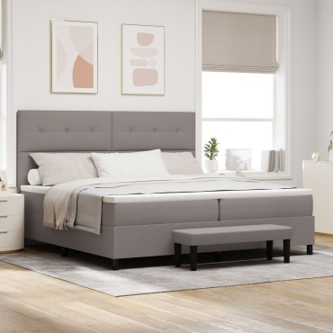 vidaXL Κρεβάτι Box Spring με Στρώμα & Πάγκο Ταουπέ 200 x 200 εκ. Ύφασμα