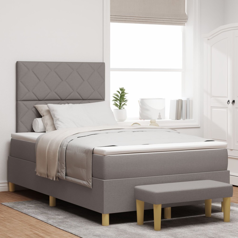 vidaXL Κρεβάτι Box Spring με Στρώμα & Πάγκο Ταουπέ 120x200 εκ Ύφασμα
