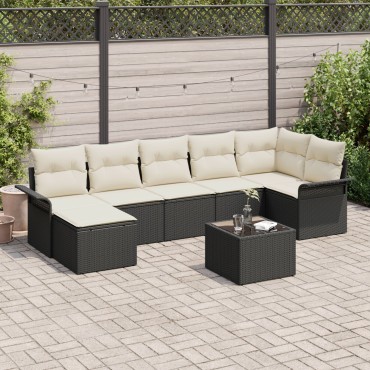 vidaXL Σετ Καναπέ Κήπου 7 κομματιών με Μαξιλάρια Brown Πολυ Ρατάν
