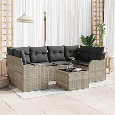 vidaXL Σετ Καναπέ Κήπου Ανοιχτό γκρι 55x55x37cm συνθετικό ρατάν