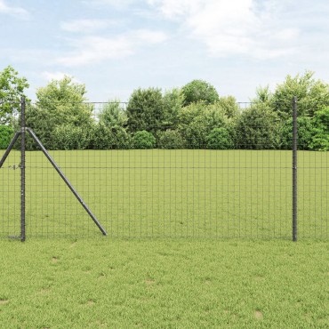 vidaXL Euro Fence με 7 Πόστα 1x10 μ Γαλβανισμένο Σίδερο Γκρι