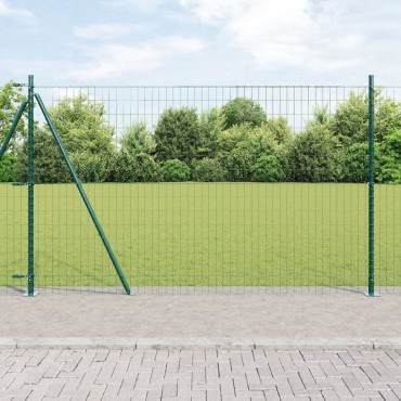 vidaXL Euro Fence με 13 φλαντζωτές κολόνες 1.2x25 μ Γαλβανισμένο ατσάλι