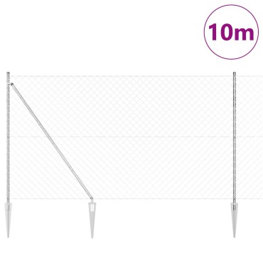 vidaXL Φράχτης από αλυσίδα με 7 κορμούς 1.5x10 m Γαλβανισμένο ατσάλι