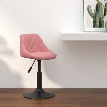vidaXL Μπαρ Σκαμπό Ροζ 46x44x(62,5-77,5)cm Βελούδο