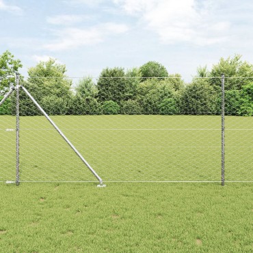 Φράχτης Hexagon vidaXL 1.2x50 μ Γαλβανισμένο Ατσάλι, Πόλοι φράχτη vidaXL με πείρο 13 τμχ 32 χλστ 140cm Γαλβανισμένο Ατσάλι