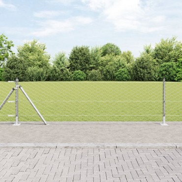 Hexagon Fence 0.6x10 μ Γαλβανισμένος Χάλυβας, Φράκτες vidaXL με Βάσεις 7 τεμάχια 32mm 70cm Γαλβανισμένος Χάλυβας