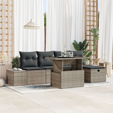 vidaXL Σετ Κήπου 6 τεμ. με Γκρι Πολυ Ράτανα 0</li><li>Ύψος επιφάνειας: 5cm  Γωνιακός