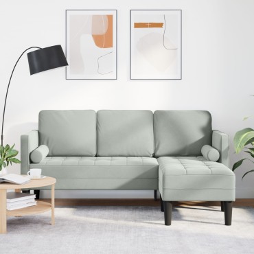 vidaXL Καναπές 3 Θέσεων με Chaise L-σχήματος Ανοιχτό Γκρι Βελούδο