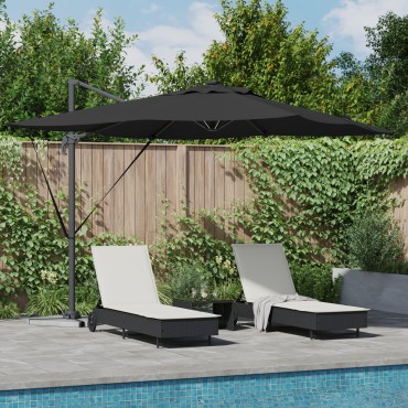 vidaXL Ομπρέλα με Βραχίονα Roma με LED Μαύρη 286x285x270 cm Αλουμίνιο