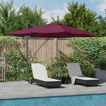 vidaXL Cantilever Roma Parasol με LEDs Μπορντώ 352x251x265 εκ. Αλουμίνιο