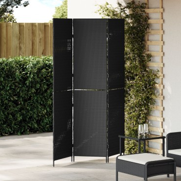 vidaXL Διαχωριστικό Δωματίου Μαύρο 146x180cm συνθετικό ρατάν 1 τεμ.
