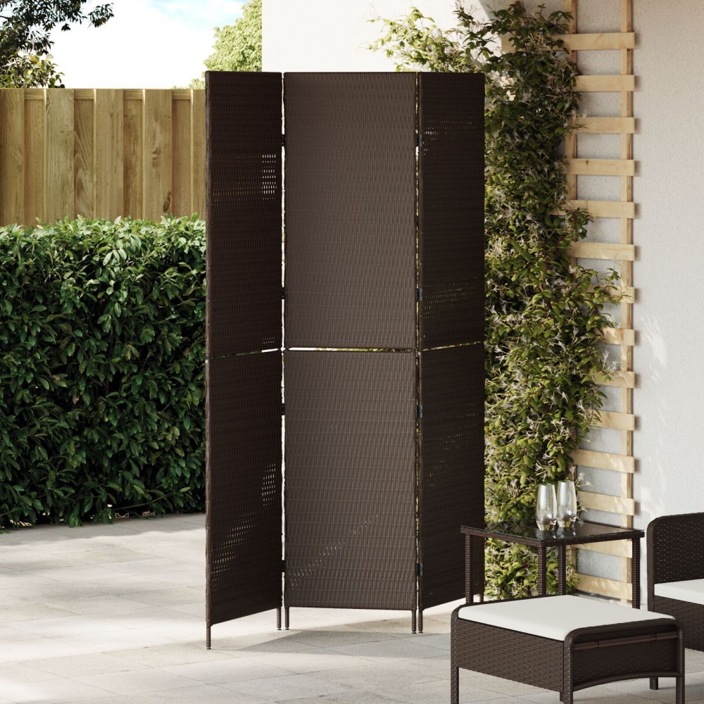 vidaXL Διαχωριστικό Δωματίου Καφέ 146x180cm συνθετικό ρατάν 1 τεμ.