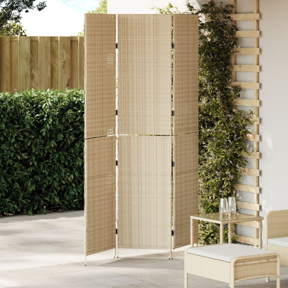 vidaXL Διαχωριστικό Δωματίου Μπεζ 147x180cm συνθετικό ρατάν 1 τεμ.