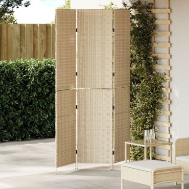 vidaXL Διαχωριστικό Δωματίου Μπεζ 147x180cm συνθετικό ρατάν 1 τεμ.