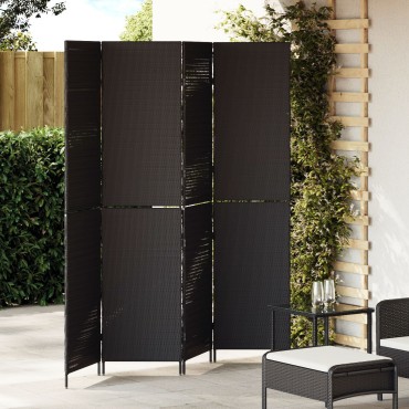 vidaXL Διαχωριστικό Δωματίου Μαύρο 195x180cm συνθετικό ρατάν 1 τεμ.