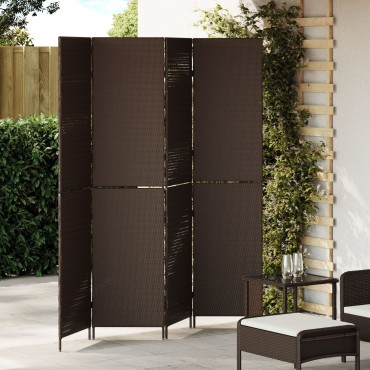 vidaXL Διαχωριστικό Δωματίου Καφέ 195x180cm συνθετικό ρατάν 1 τεμ.