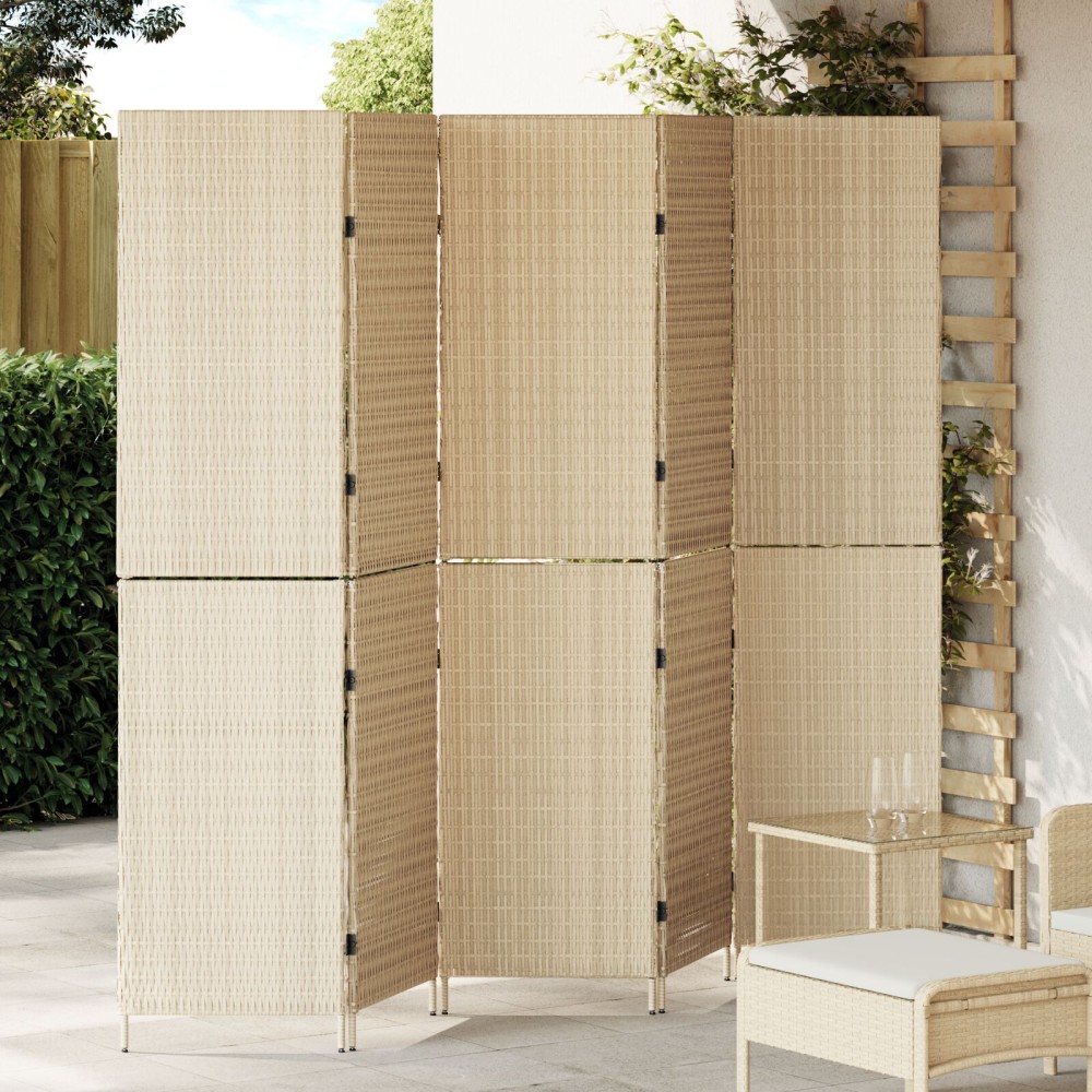 vidaXL Διαχωριστικό Δωματίου Μπεζ 242x180cm συνθετικό ρατάν 1 τεμ.