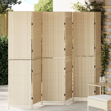 vidaXL Διαχωριστικό Δωματίου Μπεζ 292x180cm συνθετικό ρατάν 1 τεμ.