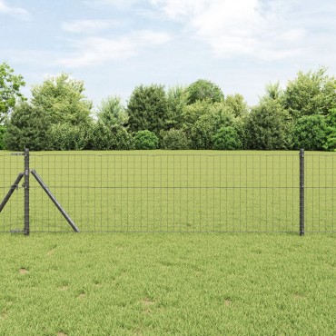 vidaXL Φράχτης Εuro 0,4x50 μ. Σίδηρος με επικάλυψη PVC Γκρι 5000x40cm