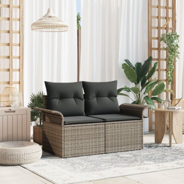vidaXL Καναπές Κήπου Γκρι 141x62x69cm συνθετικό ρατάν