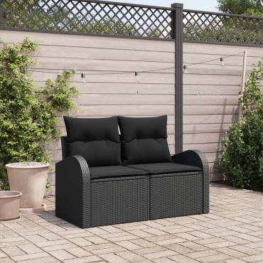 vidaXL Καναπές Κήπου με μαξιλάρι Μαύρο 124x62x69cm συνθετικό ρατάν