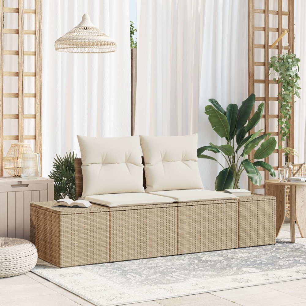 vidaXL Καναπές Κήπου Μπεζ 184x62x69cm συνθετικό ρατάν